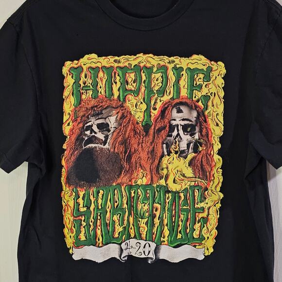 District Mens T Shirt Sz L Streetwear Hippie Festival Indie Sleaze Graphic Black - Picture 3 of 8